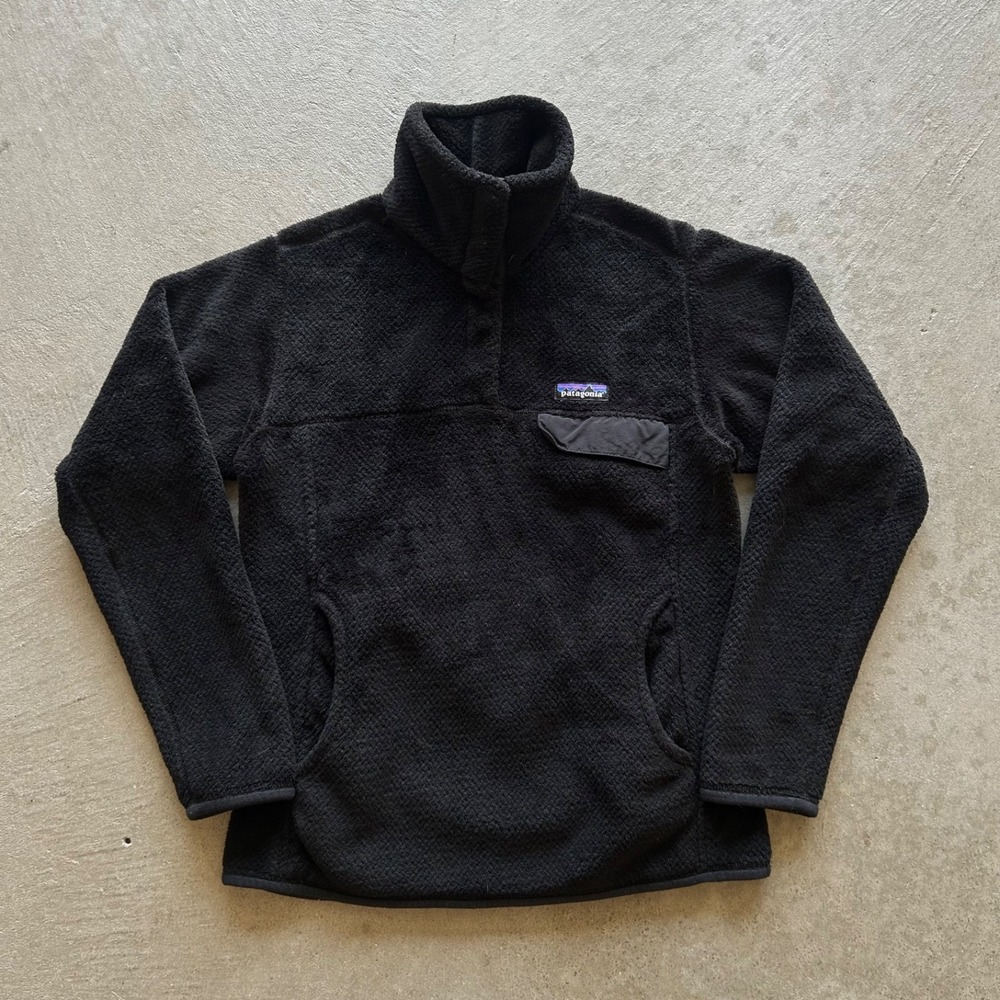 Patagonia Re-Tool Snap T Synchilla Jacket Women's Small Black Fleece Logo 25442